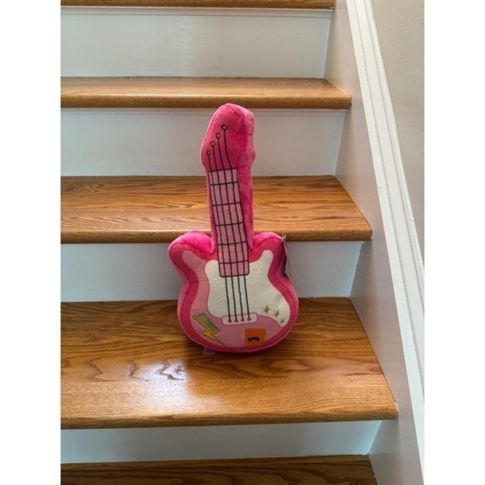 FAO Schwarz Rock & Glam Pink Electric Guitar Plush Pillow New With Tags